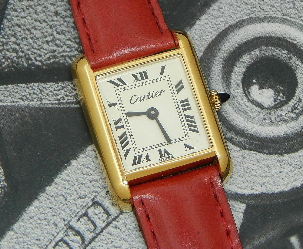 Vintage 18K Gold Electroplated CARTIER Tank ETA 2512 1 Ladies