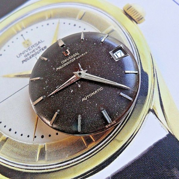 Montre Vintage Universal Genève Microtor - Cadran Noir, Automatique, Années 50/60 - Occasion Rare