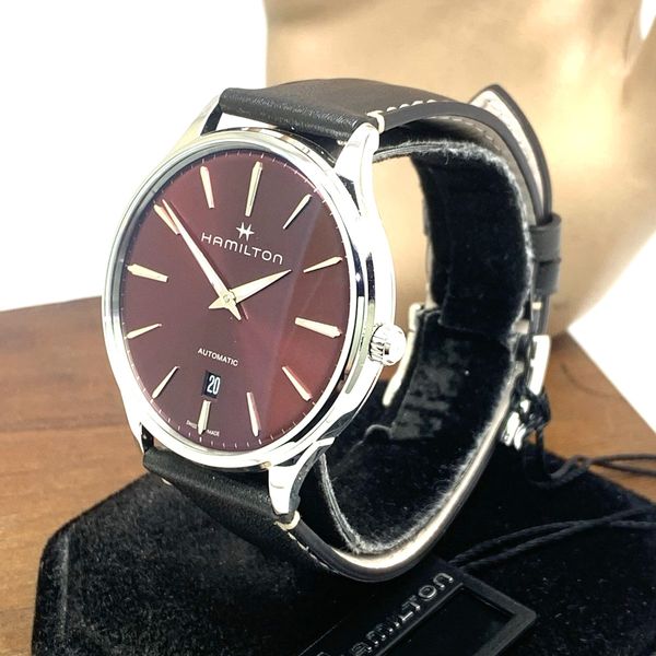 Hamilton Red Led Watch Hamilton Men's Watch H38525771 Thin Swiss Automatic Red Dial Leather ...