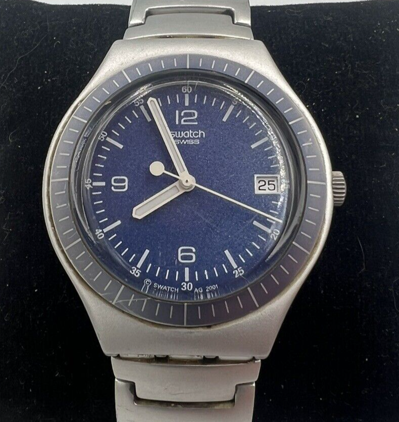 Swatch irony cheap aluminium blue