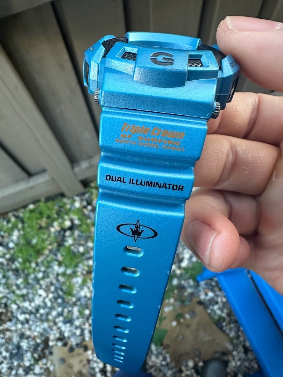 Casio G-Shock G-9100TC-2 Metallic Blue Gulfman Triple Crown of Surfing  Hawaii Tide & Moon Graph Vintage Digital Surf Style Watch | WatchCharts  Marketplace