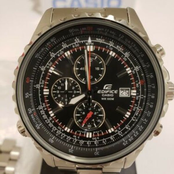 Casio EF527D1AV, Edifice Pilot Watch, Stainless Steel Band