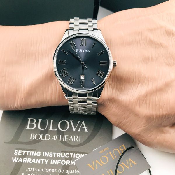 96b261 Bulova Classic Collection 96B261 Mens Gunmetal Grey Dial Steel Quartz ...