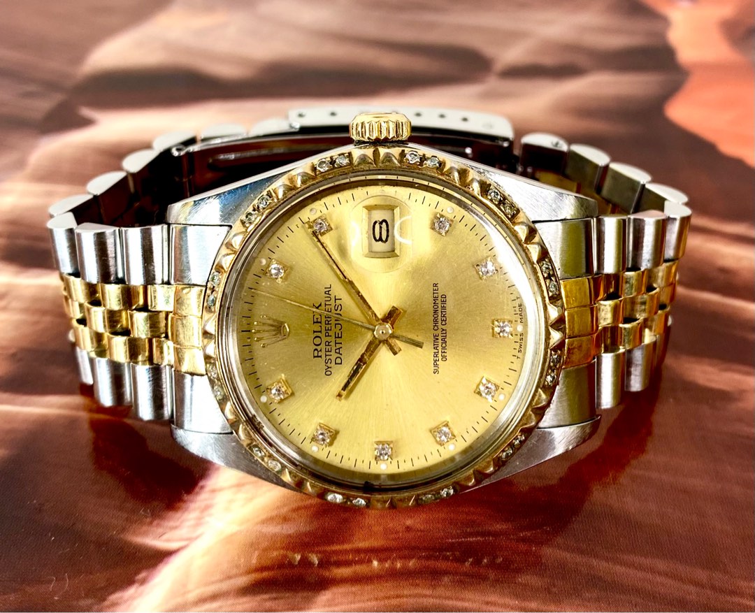 Clearance Sales Rolex 16013 Half Gold Diamond Bazel Dial Men