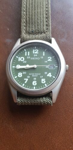 Seiko Military Quartz Vintage 7N42 8070 Watch. 1990 s. Army. VGC