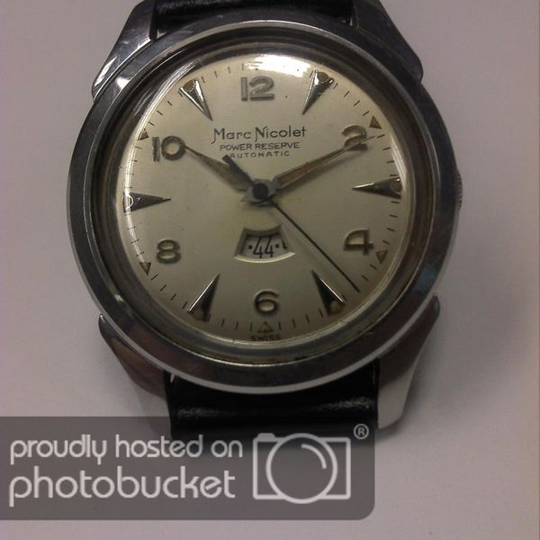 Montre Vintage Marc Nicolet Années 60-70 - Mécanique Manuelle, Boîtier Acier, Cadran Noir - Très Bel état