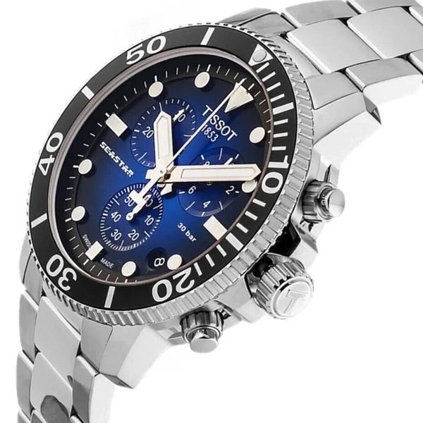 Tissot Seastar 1000 Chronograph Blue Dial Silver Steel Strap Watch For Men - T120.417.11.041.03