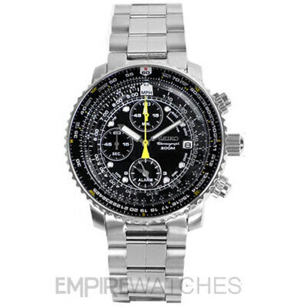 *NEW* SEIKO FLIGHTMASTER ALARM PILOT 200M CHRONOGRAPH WATCH SNA411P1