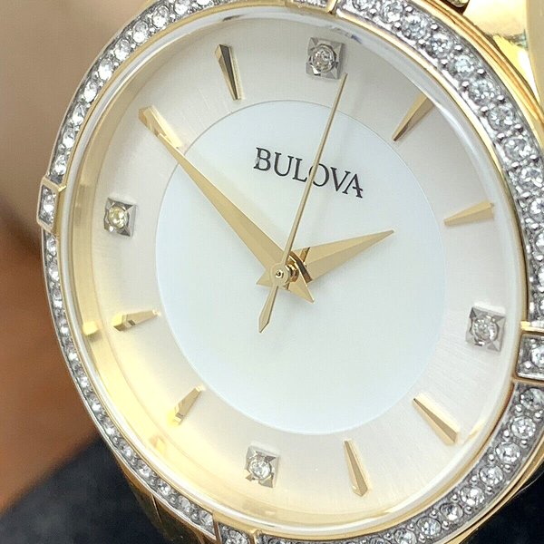 Bulova Womens Watch 98L274 Quartz Crystal Accent Mother of Pearl Dial ...