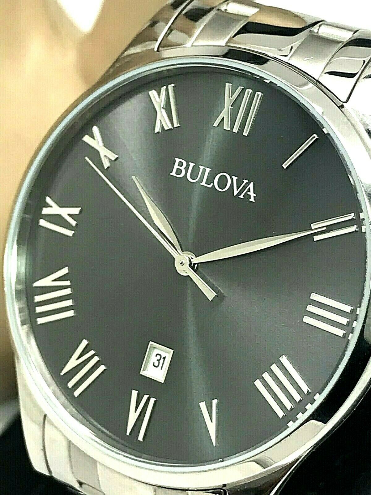 Bulova Men’s Watch 96B261 high quality Silver Stainless Steel Gray Dial Roman Numerals 40mm