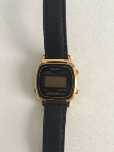 casio digital watch with leather strap