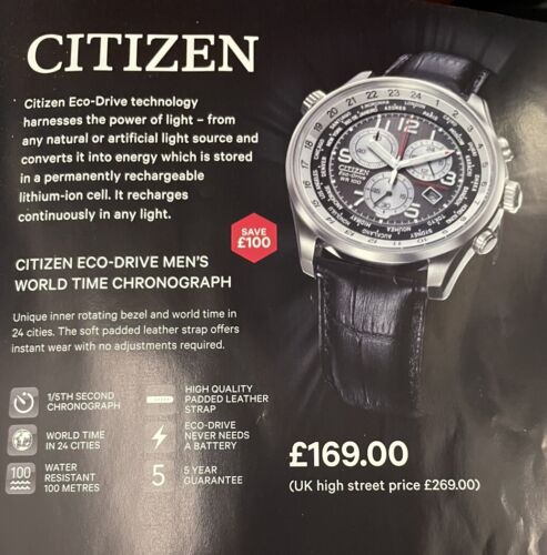 Citizen eco drive on sale men's world time chronograph