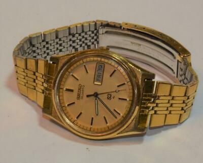 VTG 1980s Seiko SQ 7123-8439 P Quartz Day Date men gold watch runs new  battery | WatchCharts
