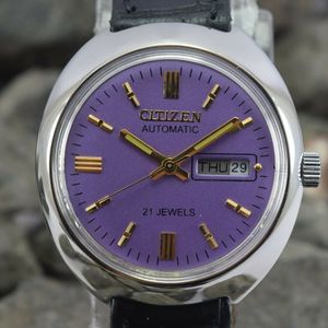 Vintage Automatic hotsell 1970s Citizen Mens Silver Watch with Purple Face