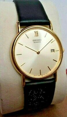 Seiko 5Y39-7010 Classic Mid-Sized Mens Gold Plated Quartz