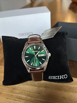 SEIKO Green Dial ESSENTIALS Brown Leather Men's Watch - SUR449 MSRP: $225 | WatchCharts Marketplace SEIKO Green Dial ESSENTIALS Brown Leather Men's Watch - SUR449 MSRP: $225 | WatchCharts Marketplace