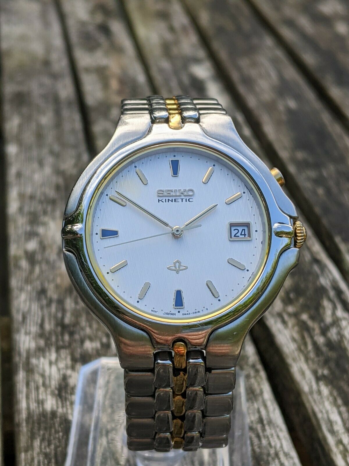 Seiko 5M42-0A69 White Dial 1995 Kinetic NEW CAPACITOR - Excellent