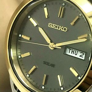 Seiko Solar V158-0AB0 Two Tone Case Men's Dress Leather Band Watch FOR  REPAIR | WatchCharts