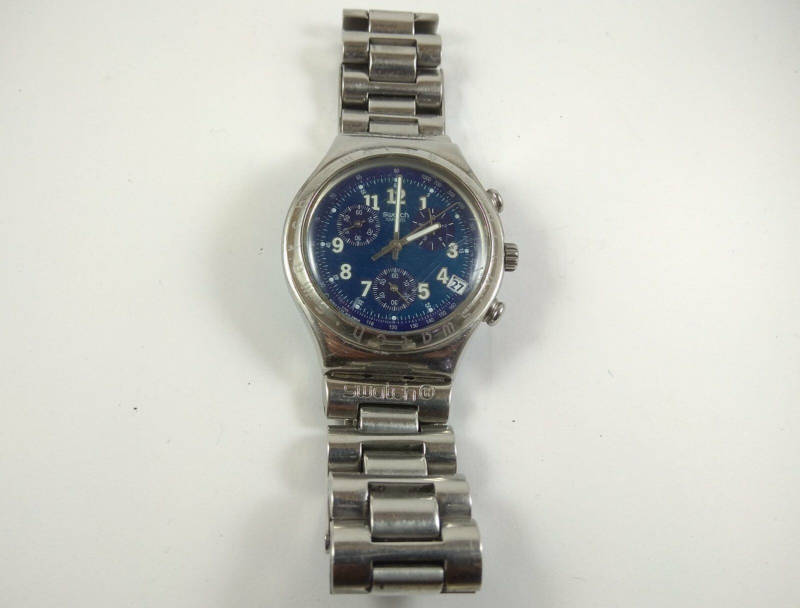 Vintage Watch Swatch Irony Ag 1996 Swiss Blue Dial Chronograph 
