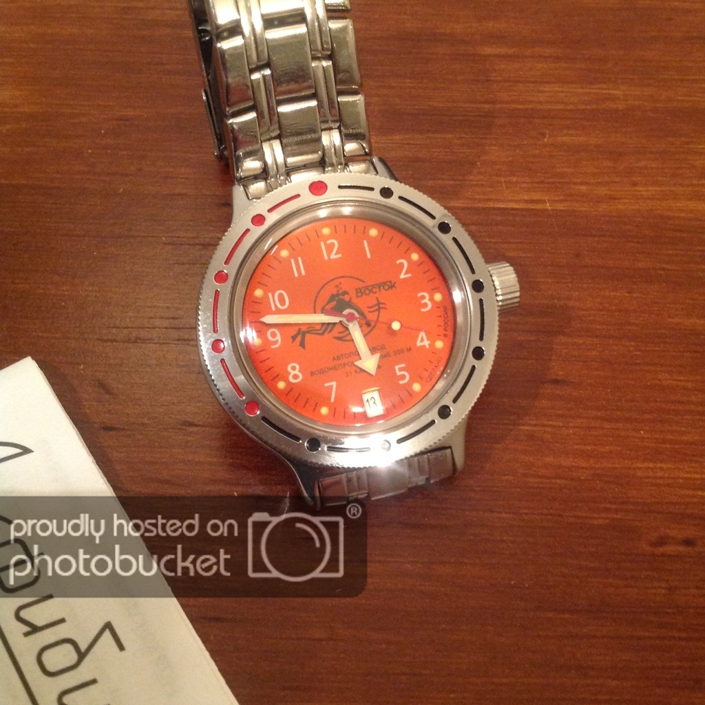 vostok amphibia orange scuba dude