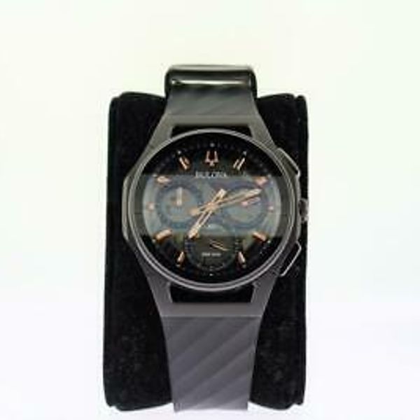 Bulova Men's Curv 98A162 Chronograph Titanium 44mm Case Rubber Watch