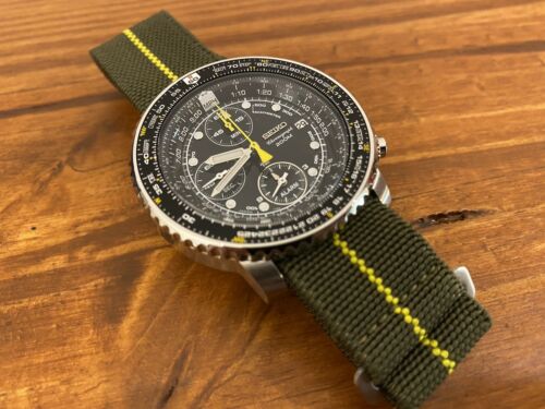 seiko pilot's flight alarm chronograph sna411 sna411p1 sna411p men's watch