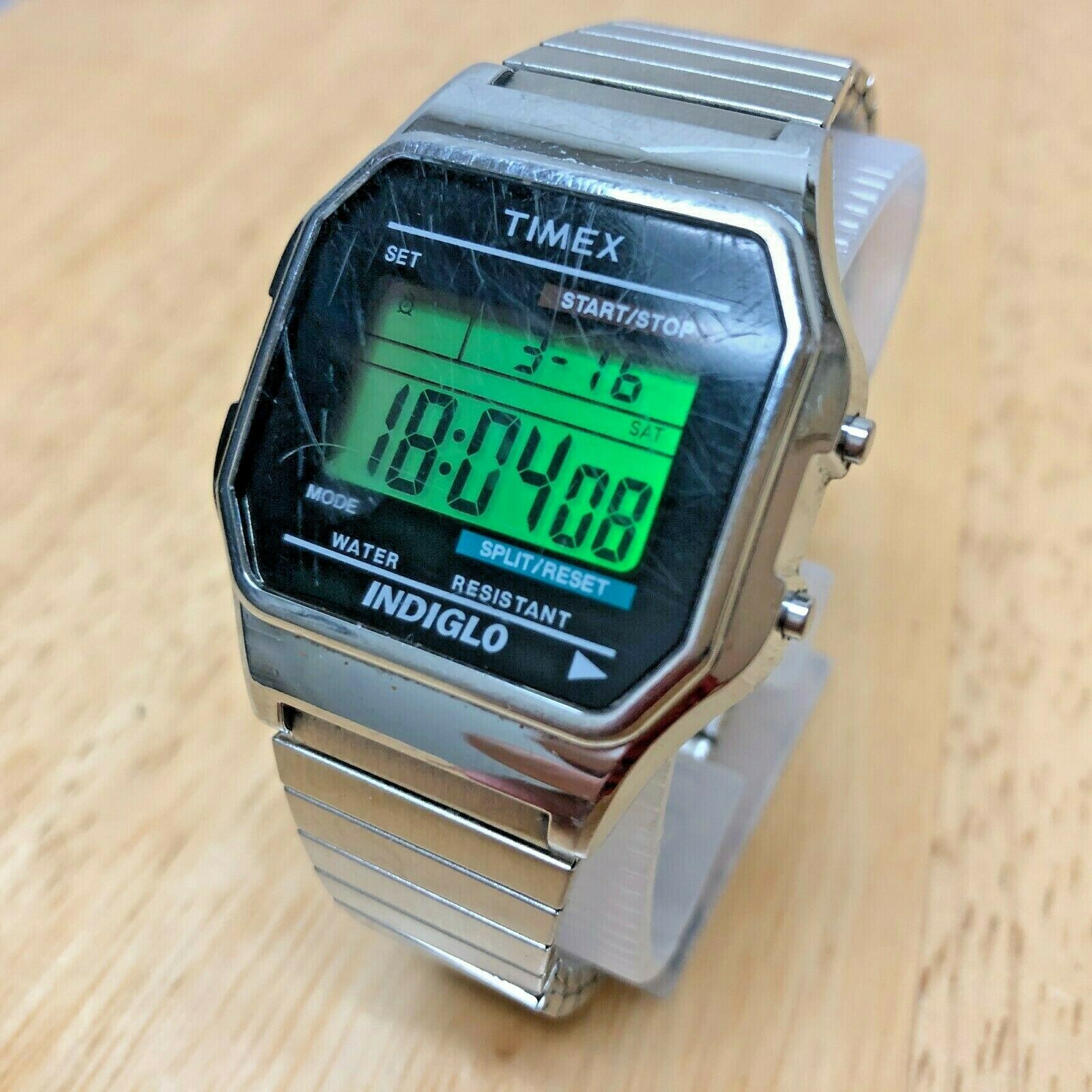 men's digital watch with stretch band
