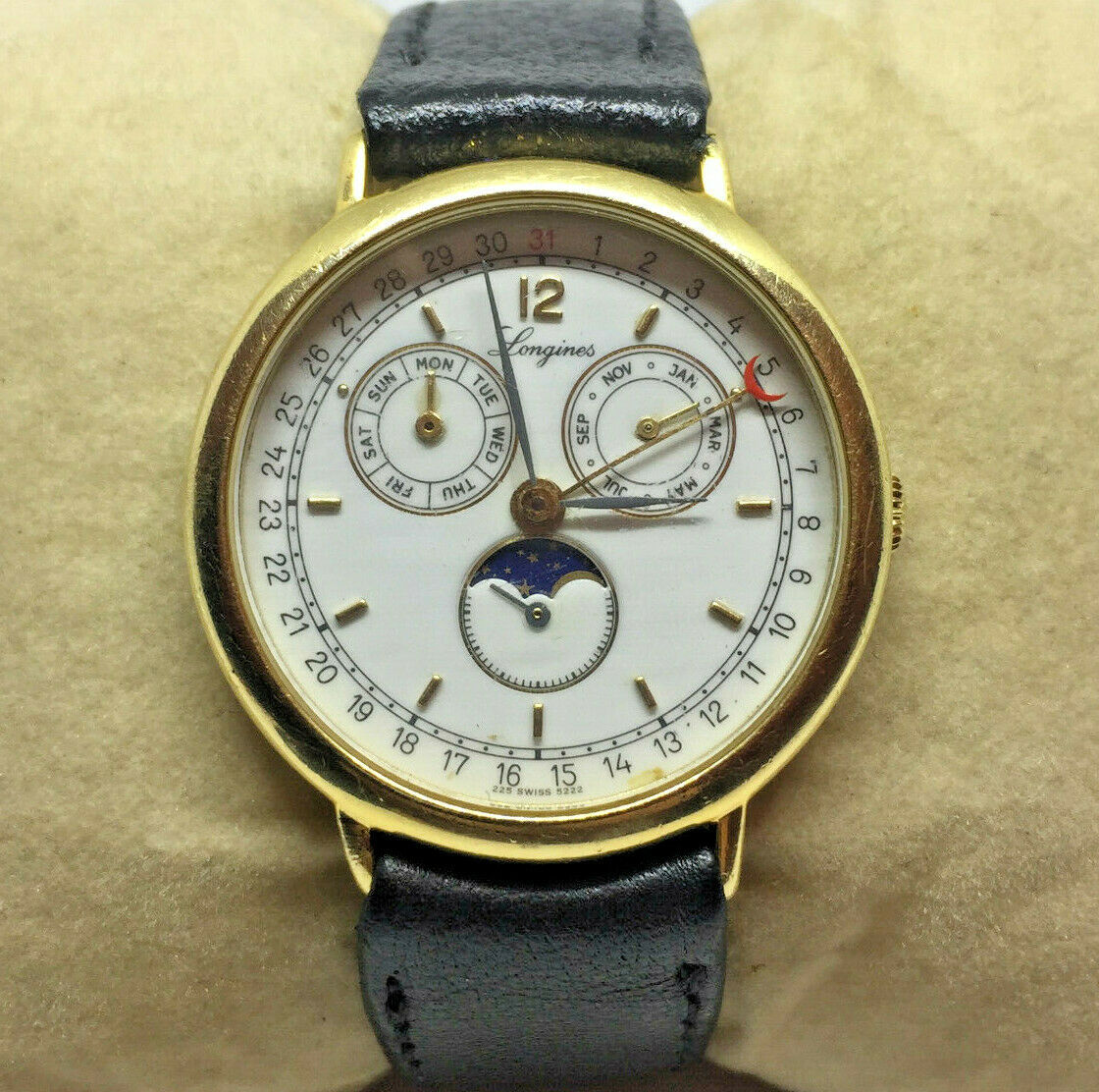 LONGINES CHARLESTON MOON PHASE MEN Chronogrpah Quartz Swiss Made