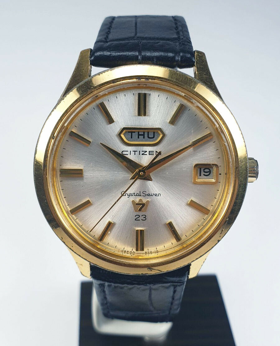 Vintage Orient Crystal blue watch Japan Automatic watch Day