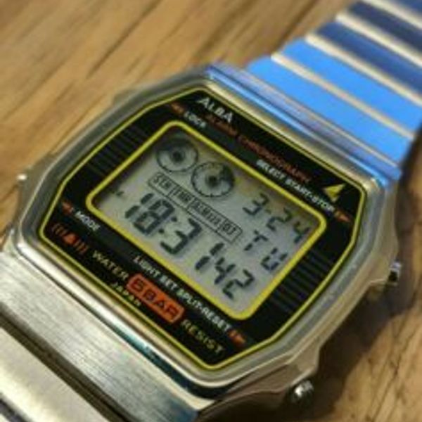 Vintage Seiko Alba W339-4A10 LCD Alarm Chronograph Surfen Japan