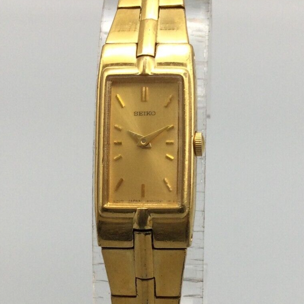 Seiko Watch Women 13mm Gold Tone Rectangle 2E20-7479 New