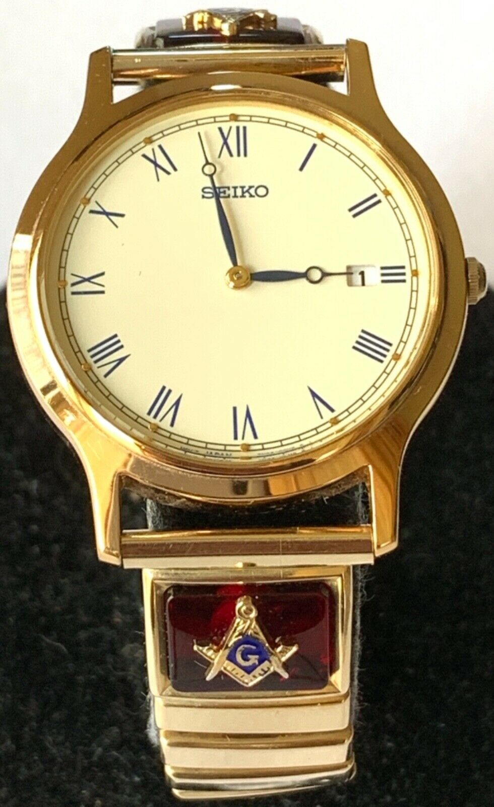 Seiko 7N39 0BN0 Men s Beige Dial Date Watch w Mason Stretch