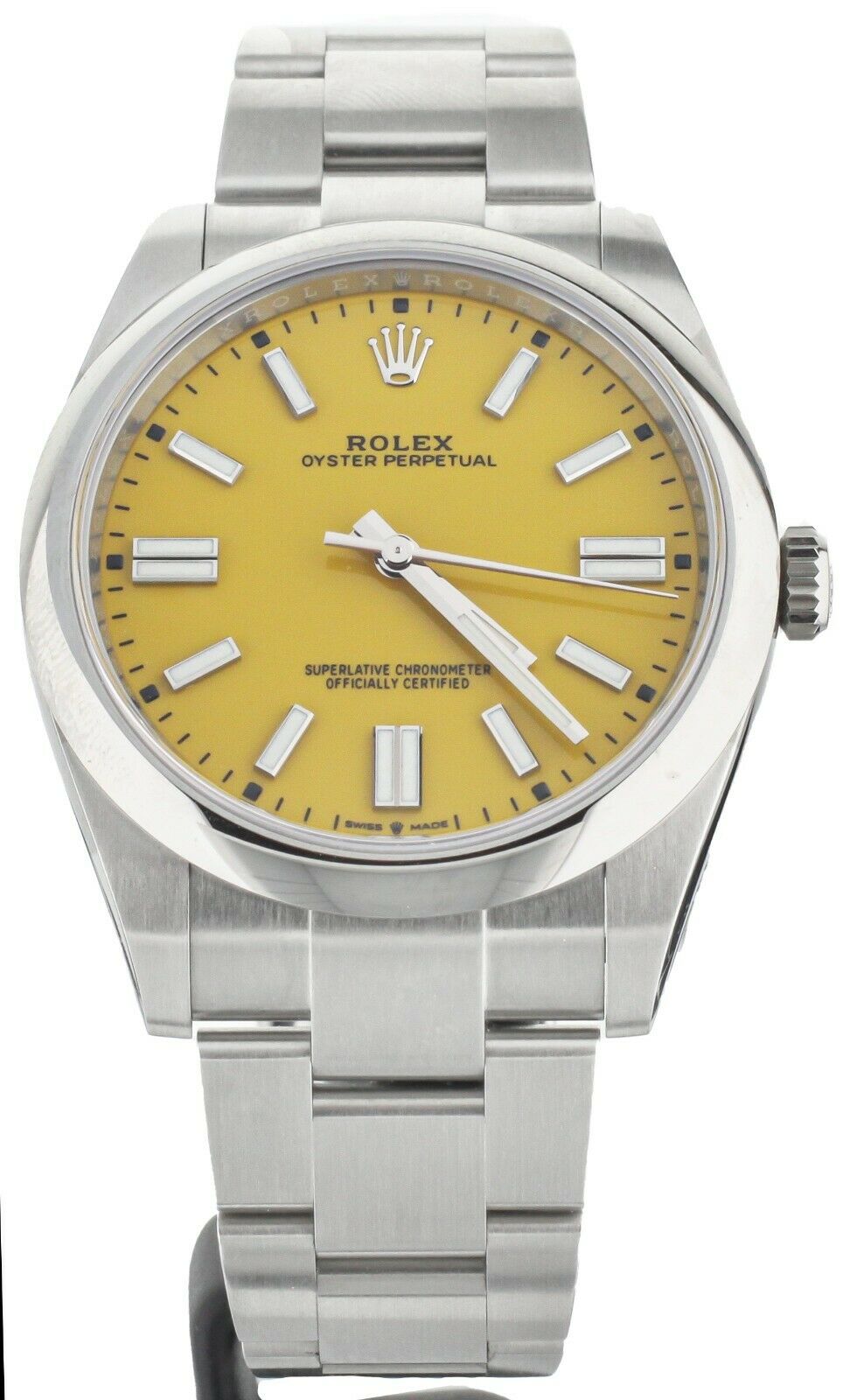 Rolex Oyster Perpetual 41mm Stainless Steel Yellow Dial Full Set Watchcharts