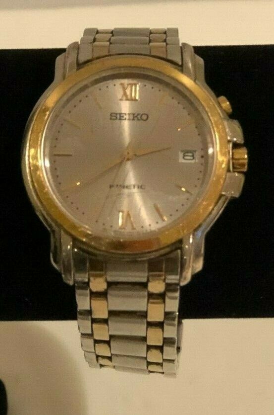 Seiko Kinetic Analog 5M62 0B20 New Seiko Capacitor Two Tone