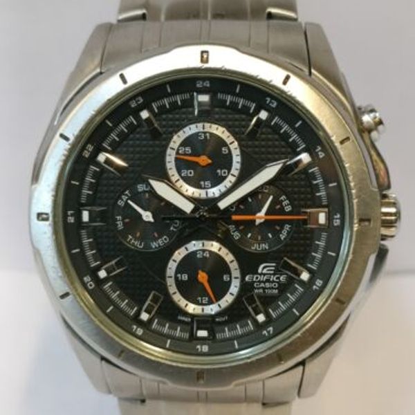CASIO EDIFICE MULTIFUNCTION QUARTZ BLACK DIAL EF-328 JAPAN MEN'S FULL ...