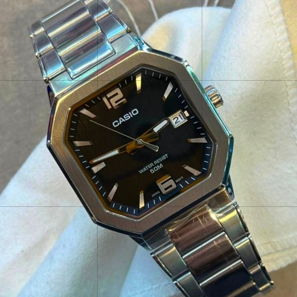 *Lowest Price*Casio Standard Analog Men's Black 38mm Octagonal Dial ...
