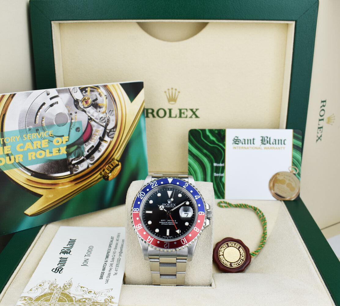 ROLEX Stainless Steel GMT Master II Pepsi Bezel Swiss Made Dial