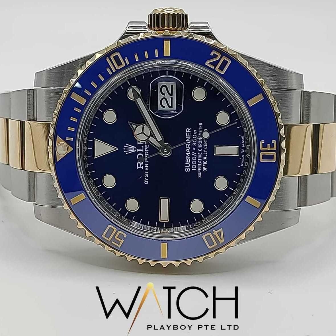 Mint 2022 06 Rolex Submariner Date 126613LB Half Gold Bluesy