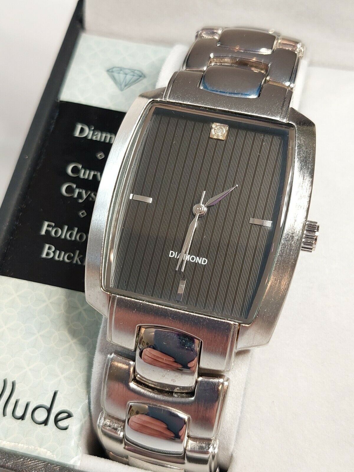 ALLUDE DIAMOND MEN'S Quartz Watch FMDAL384 Silver Tone Black Face New  Battery $14.99 - PicClick