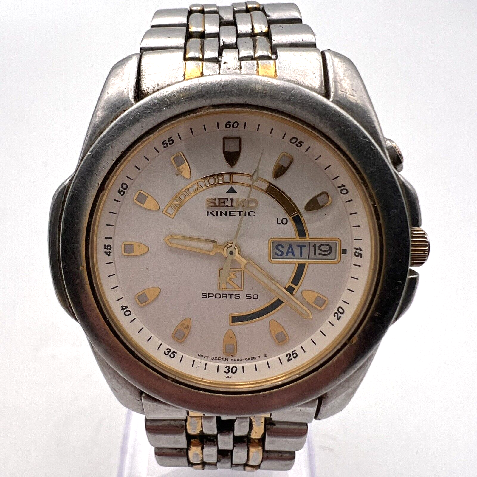 Seiko 5M43A Kinetic A4 Sports 50 Day Date Just. Lot.91