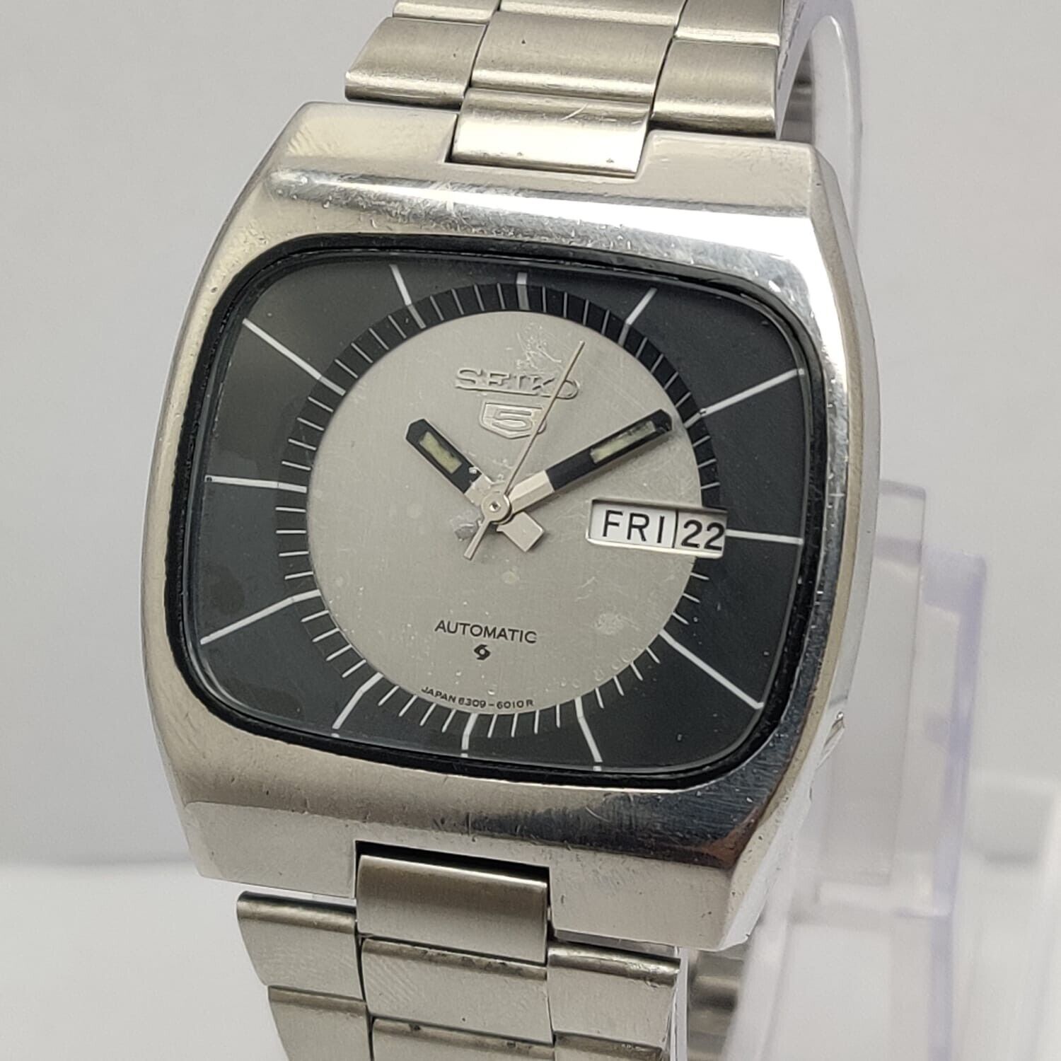 Seiko 5 Automatic 6309 6010 Day Date Tv Shape Vintage Men s Watch