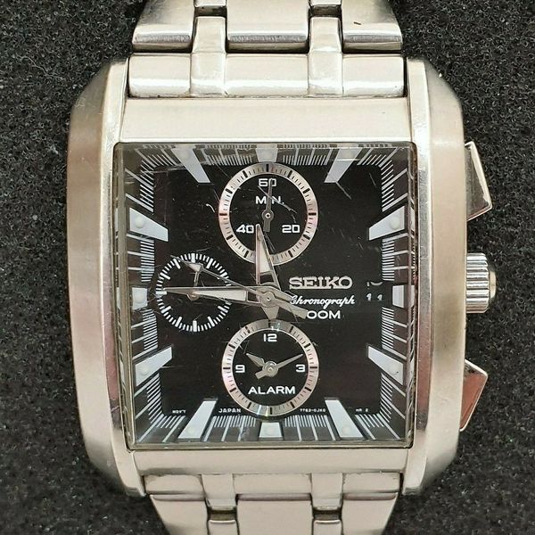 SEIKO 7T62-0GK0 STAINLESS STEEL ALARM CHRONOGRAPH BLACK DIAL - BOXED |  WatchCharts