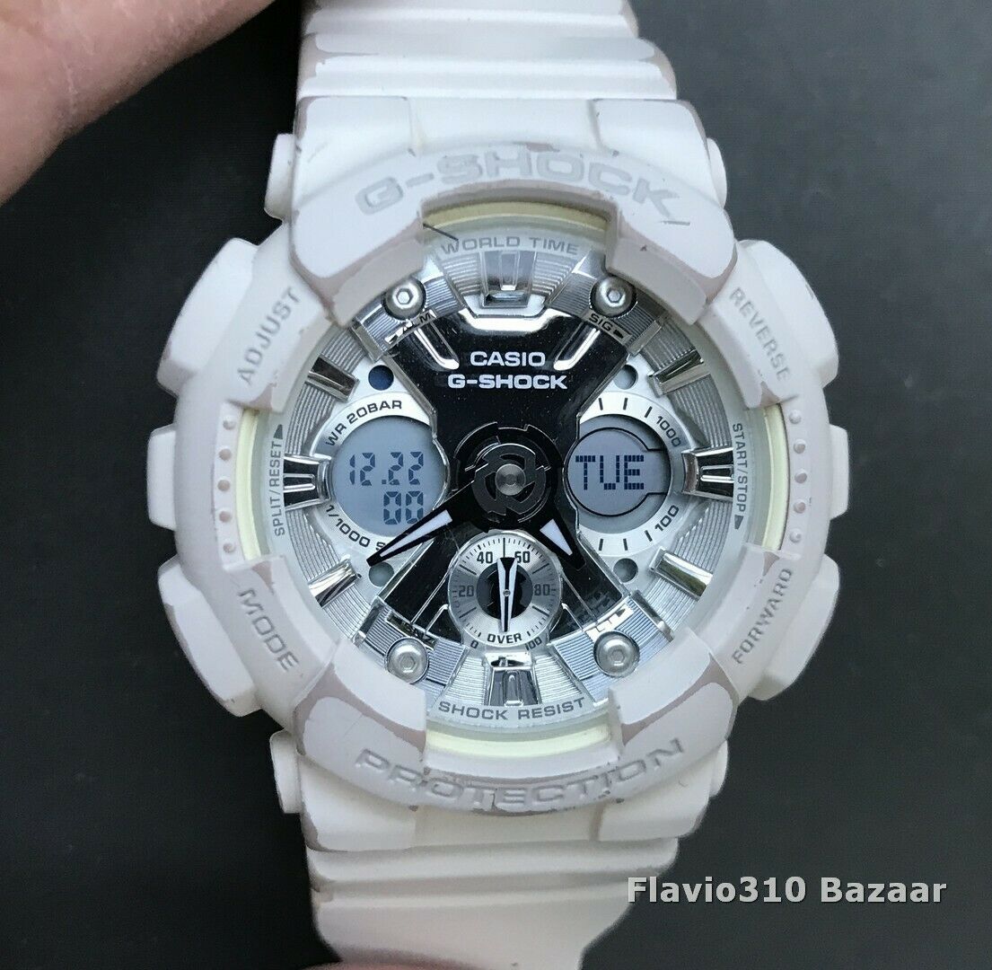 Casio G SHOCK GMA S120MF 5518 Metallic Face Analog Digital 45mm White watch WatchCharts