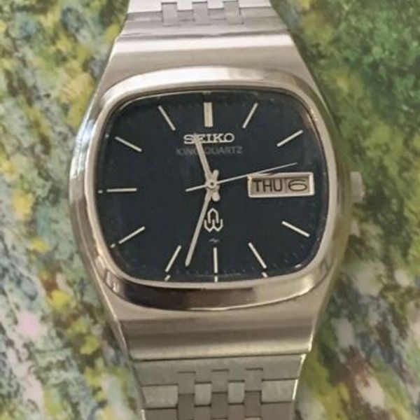 Vintage Seiko 5856-5010 King Quartz Blue Dial Mens Watch, KQ