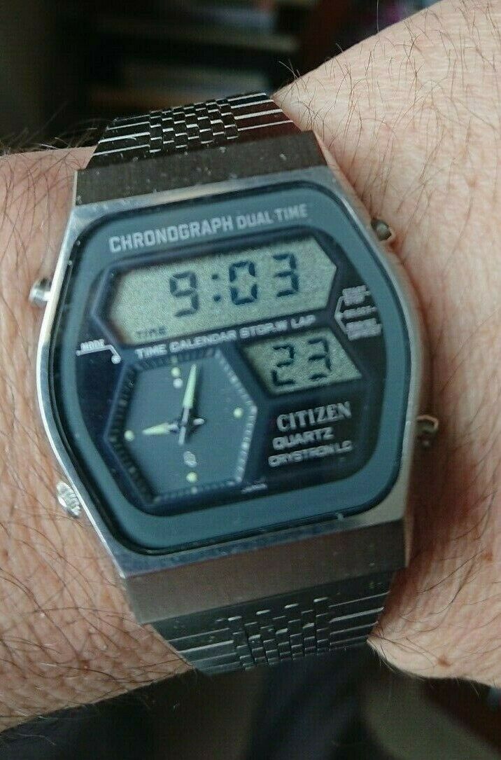 citizen quartz crystron lc digital analog watch vintage citizen quartz crystron lc digital analog watch vintage