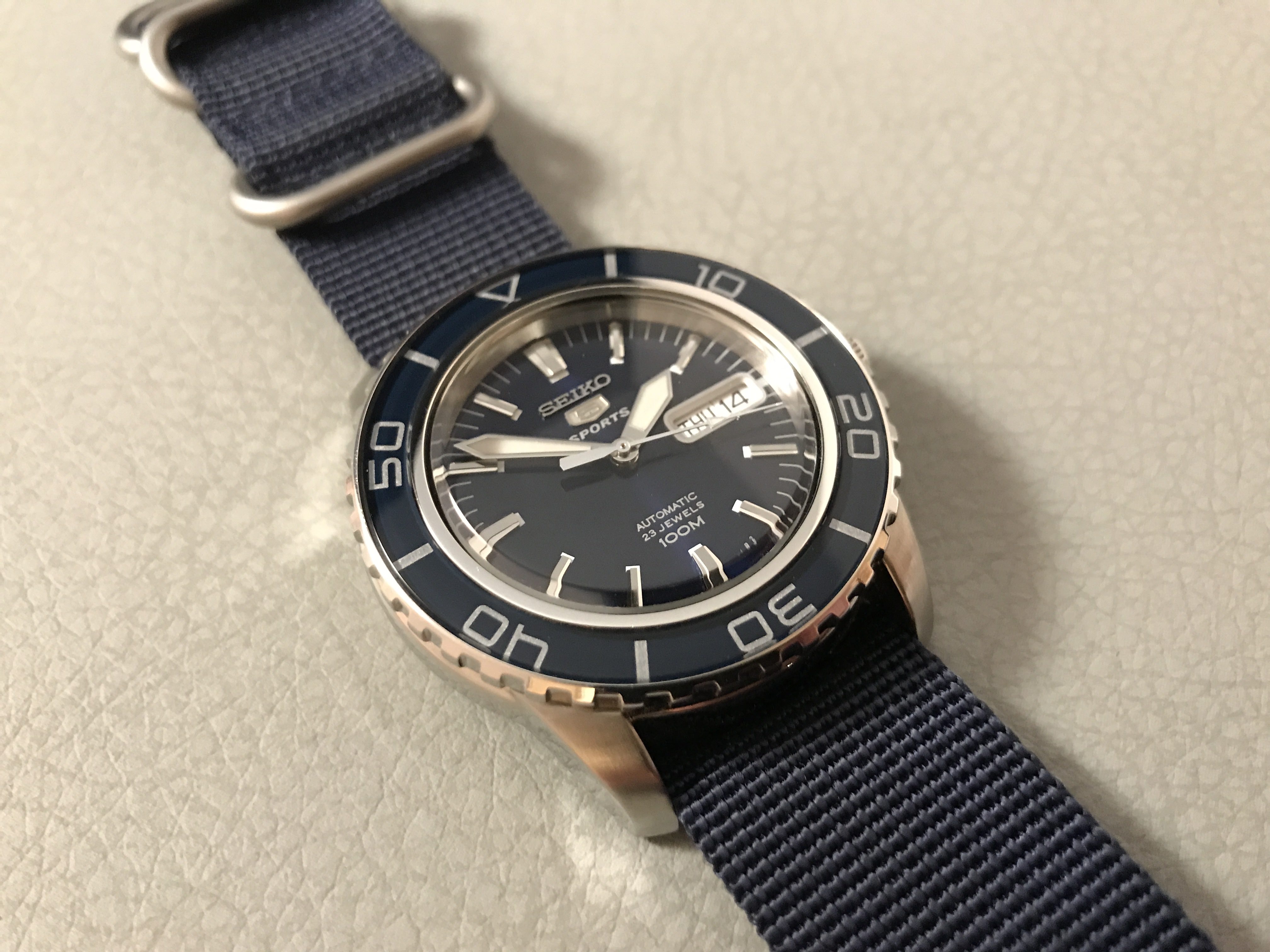 Seiko Snzh53 Seiko 5 Automatic Fifty Fathoms Dark Blue Watchcharts