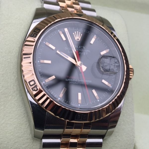 FS "D" 116261 Rose Gold Turnograph Black Dial Jubilee Complete Set