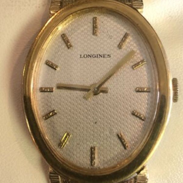 Elegant Oval Longines 528 Working Watch Original Men’s Gold Mesh Band ...