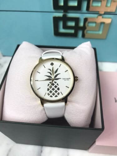 NWT NIB Kate Spade Pineapple Watch White Leather Strap Metro 