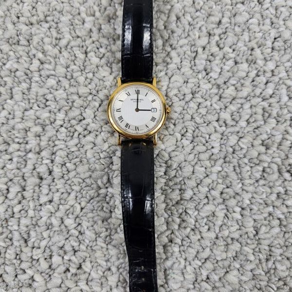 Vintage Raymond Weil Geneve 18K Gold Electroplated Swiss Quartz Watch ...